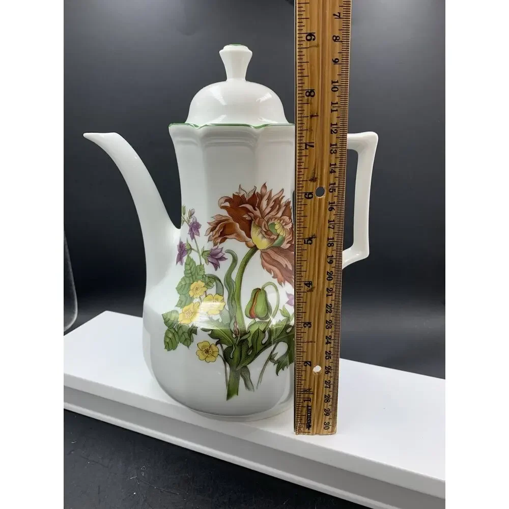 Vintage Bareuther Waldsassen Bavaria Germany Coffee Teapot With Floral Pattern